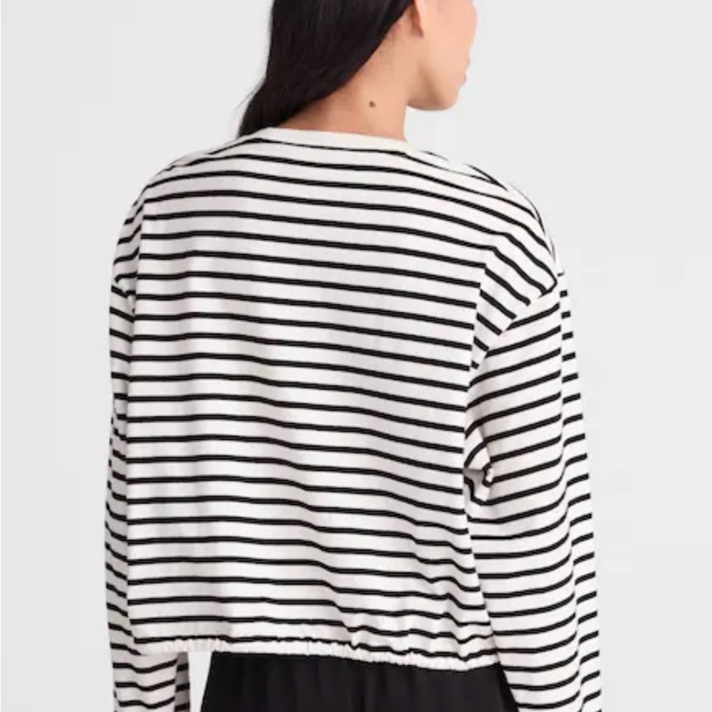 Madewell White and Black Striped Drawstring Sweatshirt - Size S. NWT! - Picture 3 of 6